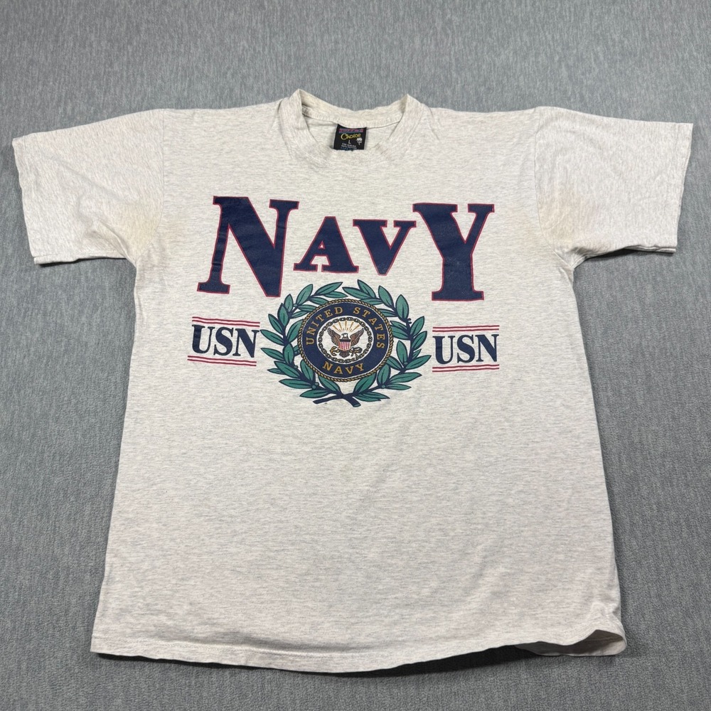 Soffe's Choice Shirt Mens Large Gray Navy USN United States Military Vintage Tee